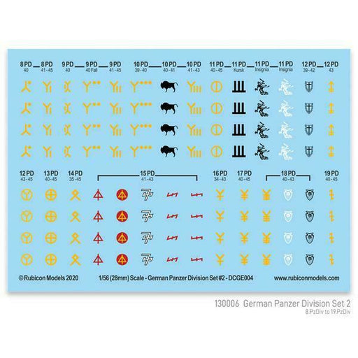 Rubicon German German Panzer Division Set 2 Decal Sheet New - Tistaminis