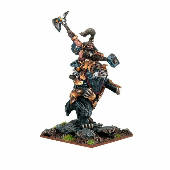 Kings of War Dwarf Berserker Lord on Brock New - TISTA MINIS