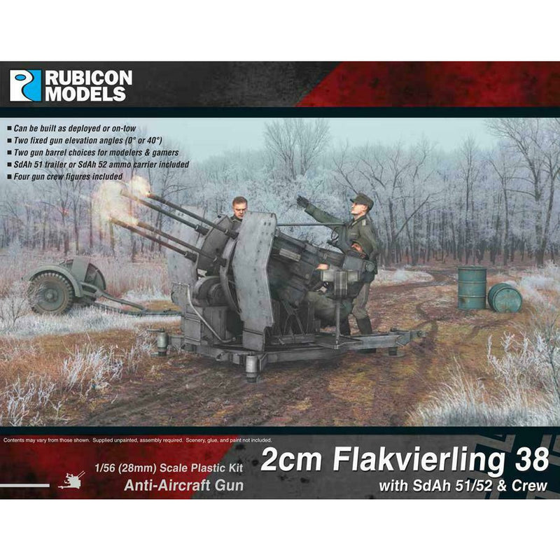 Rubicon German 2cm Flakvierling 38 with SdAh 51/52 Trailer & Crew New - Tistaminis