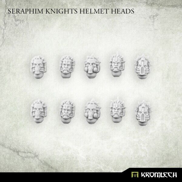 Kromlech Seraphim Knights Helmet Heads (10) New - Tistaminis