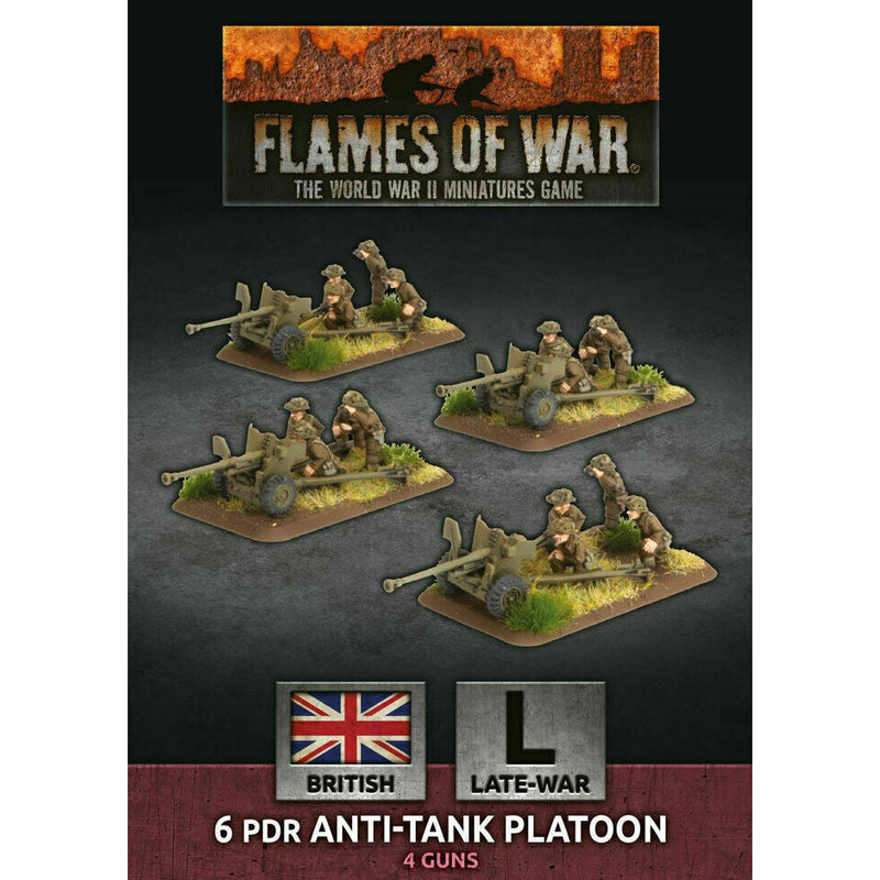 Flames of War British 6 pdr Anti-Tank Platoon (x4 Plastic) New - TISTA MINIS
