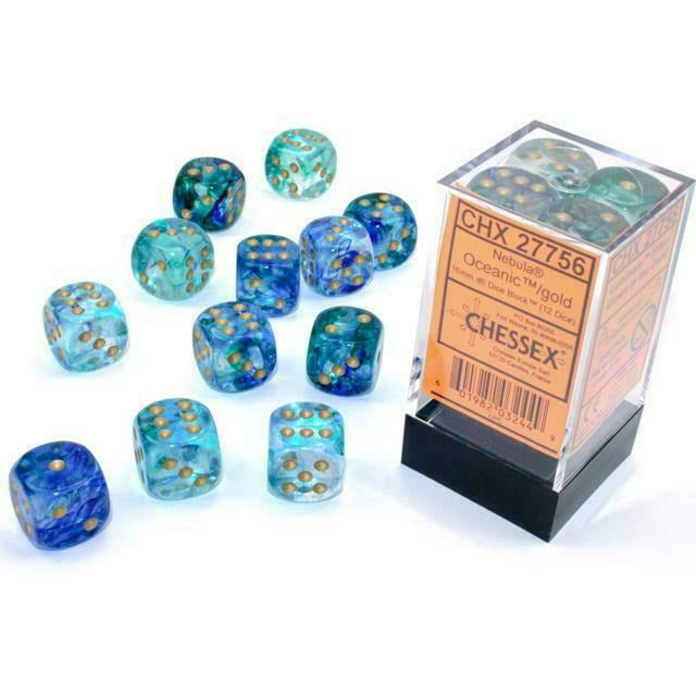 Chessex Nebula: 12D6 Oceanic/Gold Luminary New - TISTA MINIS