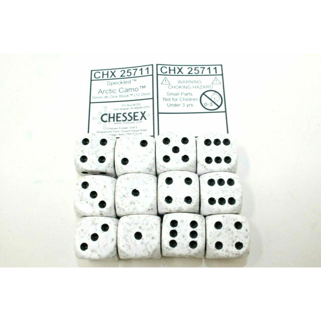Chessex Dice 16mm D6 (12 Dice) Speckled Arctic Camo CHX25711 - Tistaminis
