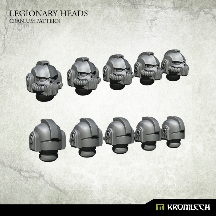 Kromlech Legionary Heads: Cranium Pattern (10) New - TISTA MINIS