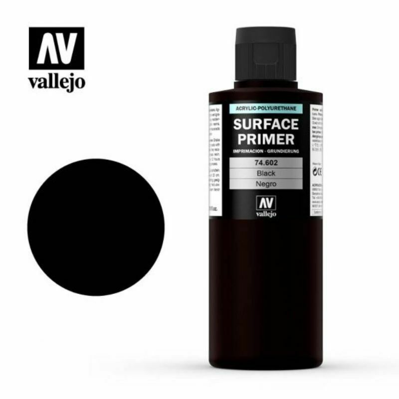 Vallejo Surface Primer Black Primer - Acrylic-Polyurethane 200 ml - TISTA MINIS