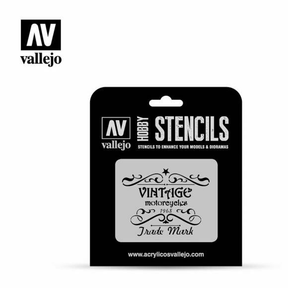 Vallejo VINTAGE MOTORCYCLE SIGNS (1/35) Airbrush Stencil - TISTA MINIS