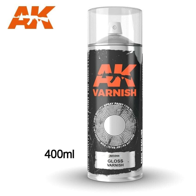 AK Interactive Gloss Varnish Spray 400ML - New - TISTA MINIS