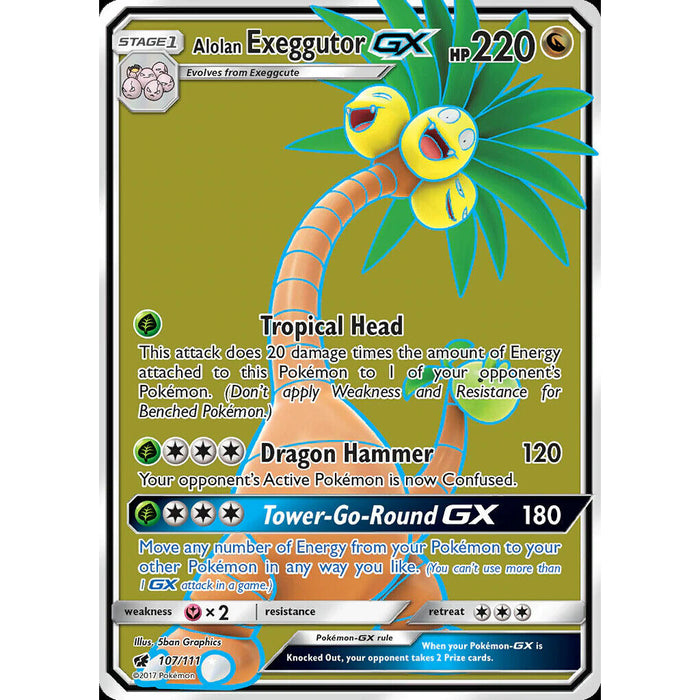 Pokemon ALOLAN EXEGGUTOR GX Crimson Invasion 107/111 - NM - Tistaminis