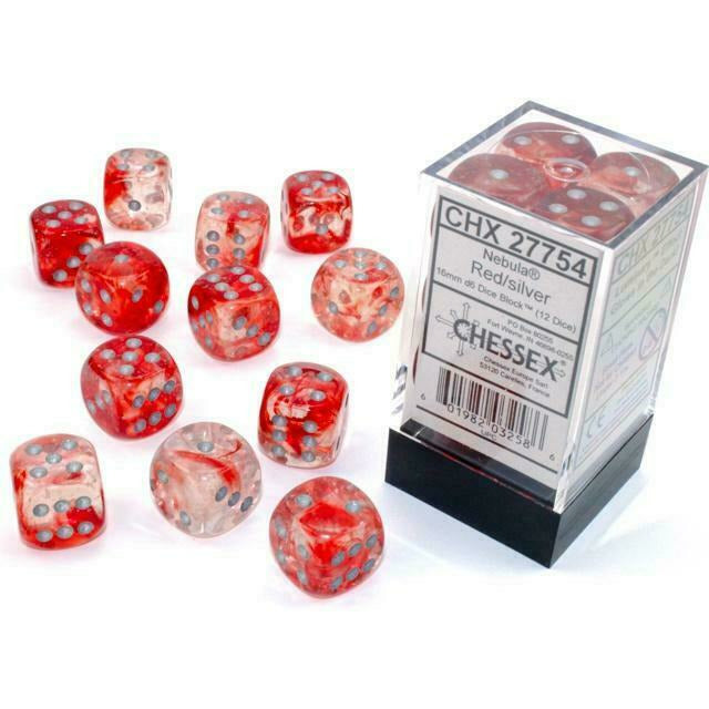 Chessex Nebula: 12D6 Red/Silver Luminary New - TISTA MINIS