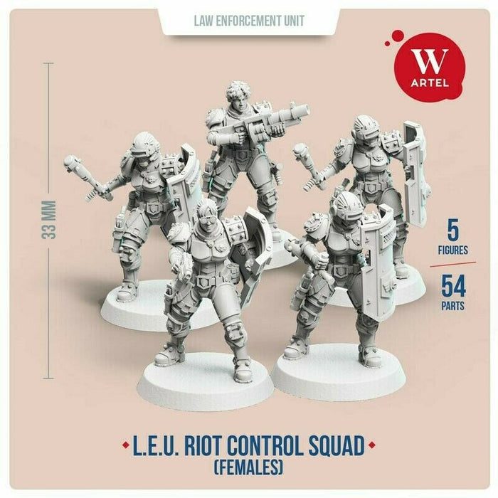 Artel Miniatures - L.E.U. - Female Riot Control Squad 28mm New - Tistaminis