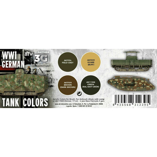 AK Interactive 3G WWI German Tank Colors New - Tistaminis