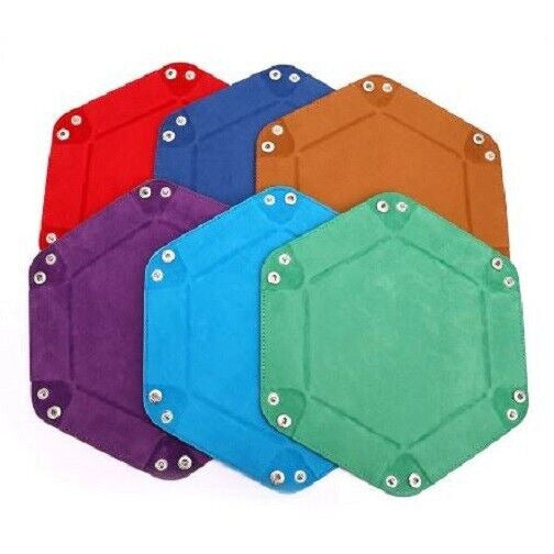 Leather Hexagonal Folding Hexagon Dice Tray for RPG DnD Game - DARK BLUE - Tistaminis