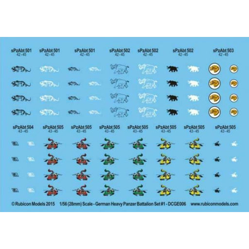 Rubicon German German Heavy Panzer Battalion Set 1 Decal Sheet New - Tistaminis