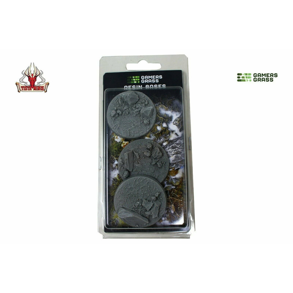 Gamers Grass Rocky Fields Resin Bases Round 50mm (x3) New - TISTA MINIS