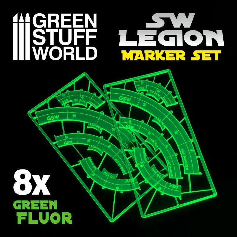 Green Stuff World Legion arc-shaped line of fire markers - GREEN FLUOR New - Tistaminis