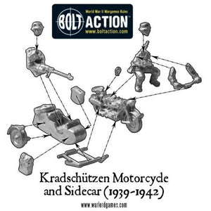 Bolt Action German Afrika Korps Kradschutzen Motorcycle & sidecar New - Tistaminis