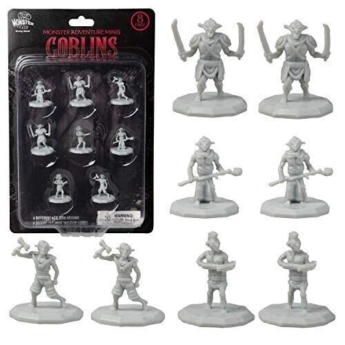 MONSTER MINIATURE FIGURE SET UNPAINTED GOBLINS 8pk New - Tistaminis