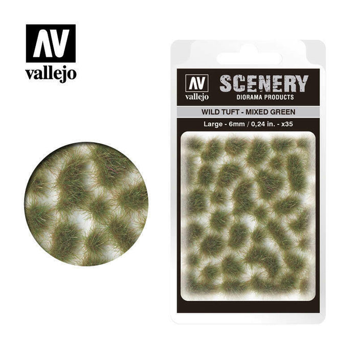 Vallejo WILD TUFT MIXED GREEN LARGE, 6MM, 35 UNITS Tuft - TISTA MINIS