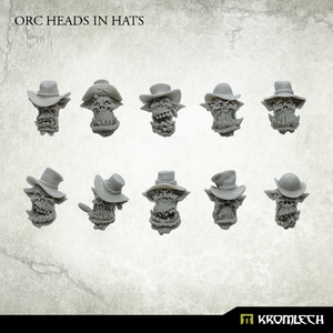 Kromlech Orc Heads in Hats (10) New - TISTA MINIS