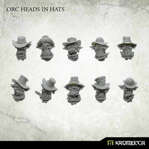 Kromlech Orc Heads in Hats (10) New - TISTA MINIS