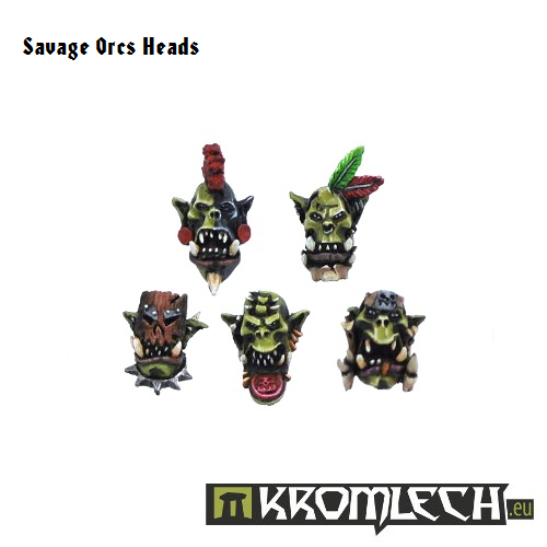 Kromlech Savage Orc Heads New - TISTA MINIS