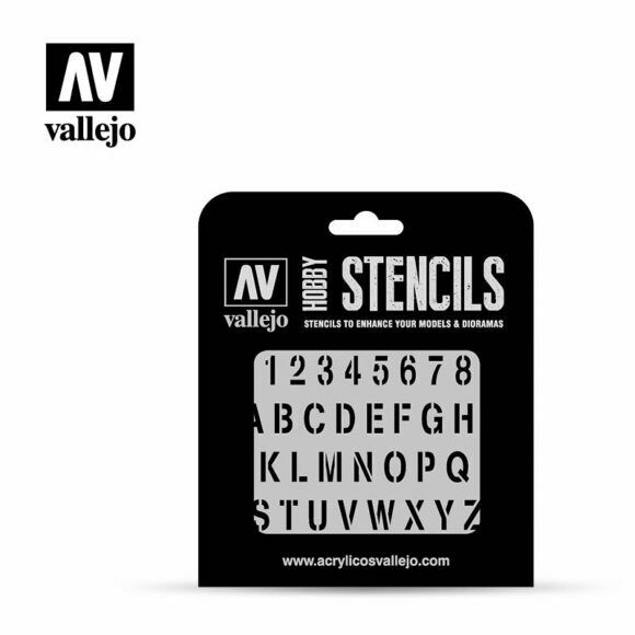 Vallejo STAMP FONT (1/35) Airbrush Stencil - TISTA MINIS