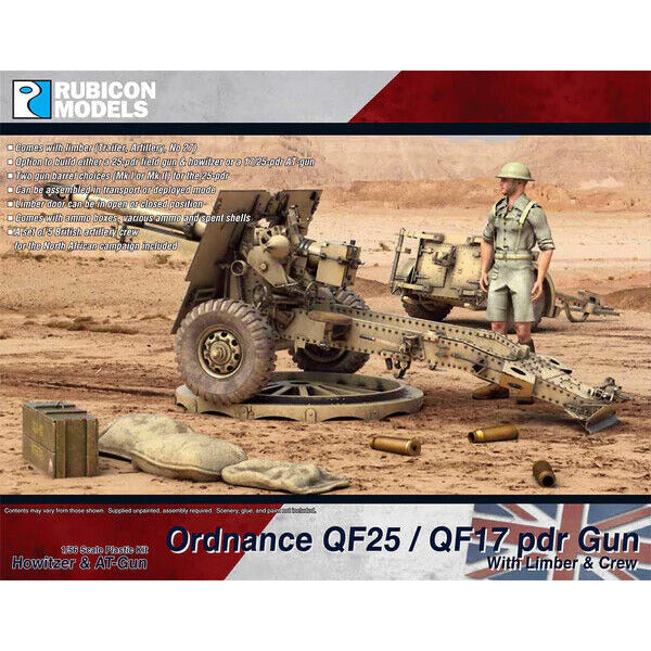 Rubicon British Ordnance QF25 / QF17 pdr Gun Howitzer & AT-Gun with Limber & Cre - Tistaminis
