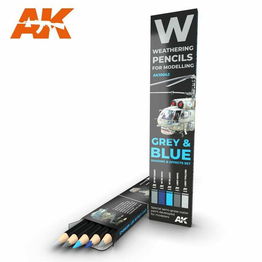 AK Interactive Watercolor Pencil Set Grey And Blue Camouflages New - TISTA MINIS
