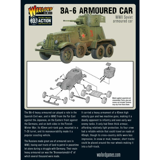 Bolt Action Soviet BA-6 Armoured Car New - TISTA MINIS