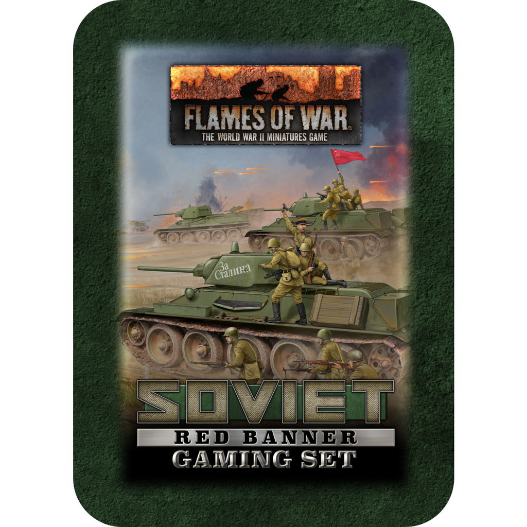 Flames of War	Soviet Red Banner Tin(x20 Tokens, x2 Objectives, x16 Dice)Preorder - Tistaminis