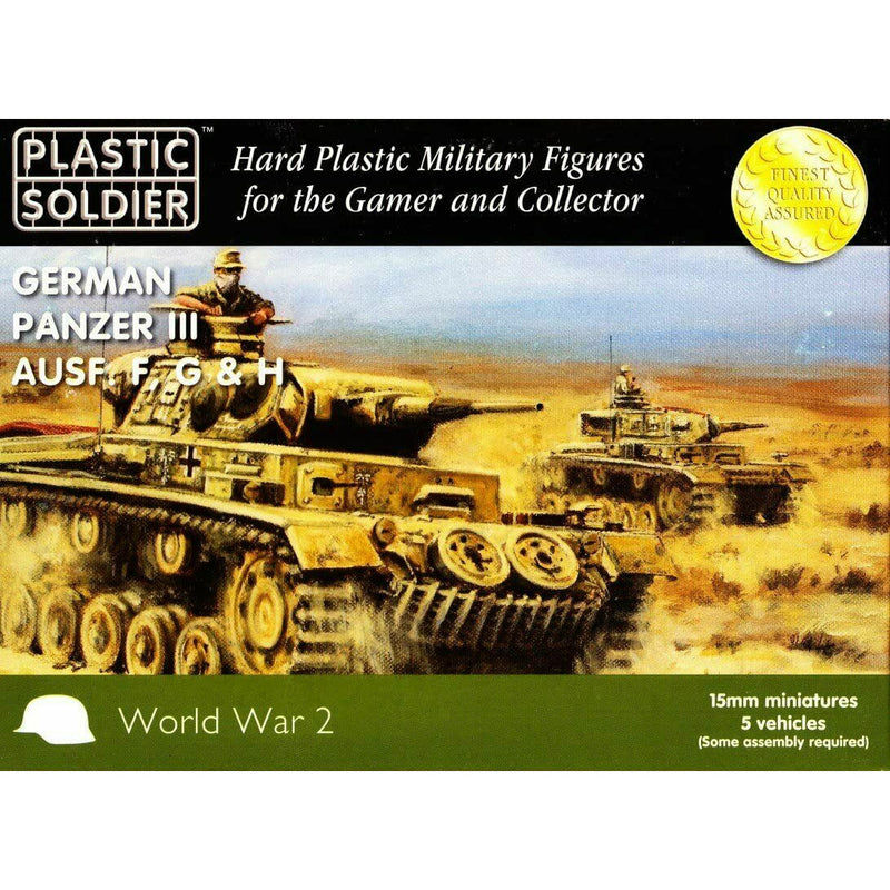 Plastic Soldier Company 15MM EASY ASSEMBLY GERMAN PANZER III F,G AND H TANK New - TISTA MINIS