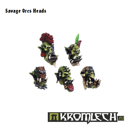 Kromlech Savage Orc Heads New - TISTA MINIS