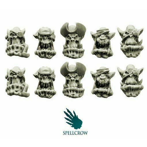Spellcrow Orcs Bulky Freebooters Heads - SPCB5120 - TISTA MINIS