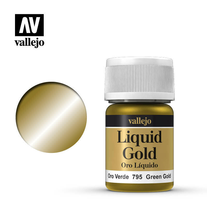 Vallejo Metal Colour Paint - Green Gold Liquid Gold 35ml (70.795) - Tistaminis