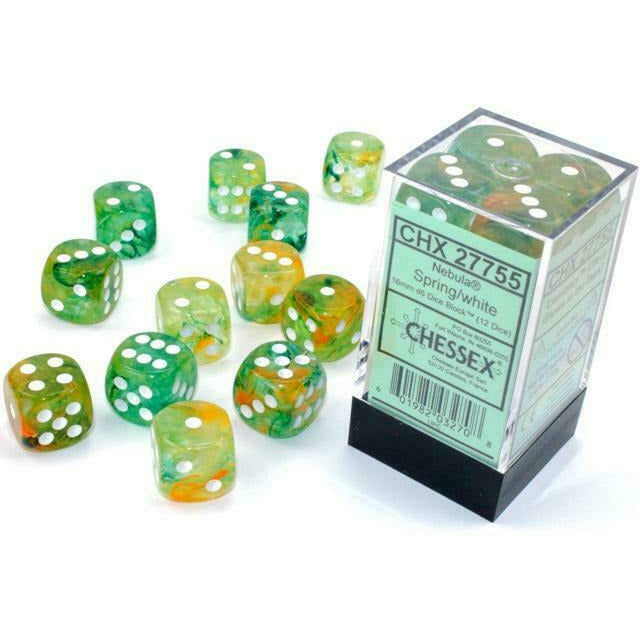 Chessex Nebula: 12D6 Spring/White Luminary New - TISTA MINIS