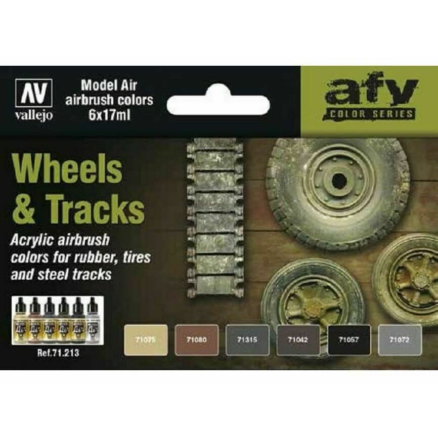Vallejo VAL71213 WHEELS and TRACK (6 COLOR SET) Paint Set | Tistaminis