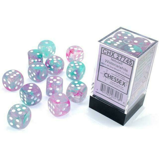 Chessex Nebula: 12D6 Wisteria/White Luminary Dice New - TISTA MINIS