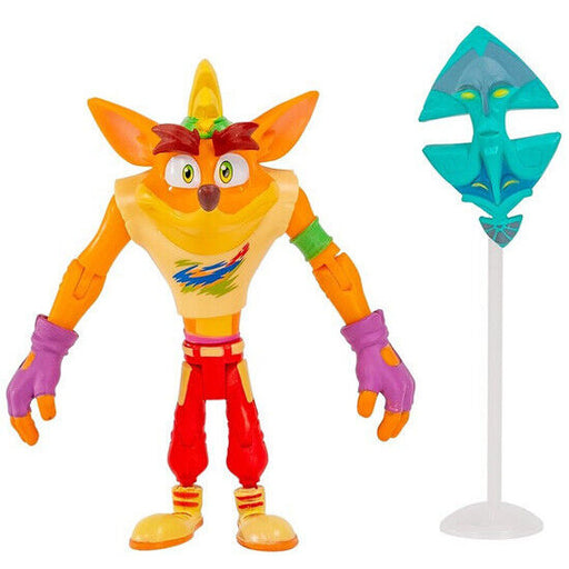 CRASH BANDICOOT 4.5" ACTION FIGURE: RETRO CRASH WITH IKAIKA MASK New - Tistaminis