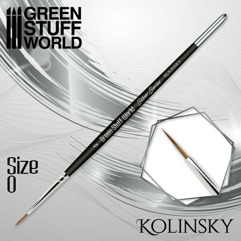 Green Stuff World SILVER SERIES Kolinsky Brush - Size 0 New - TISTA MINIS