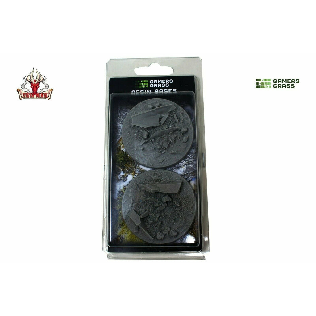 Gamers Grass Rocky Fields Resin Bases Round 60mm (x2) New - TISTA MINIS