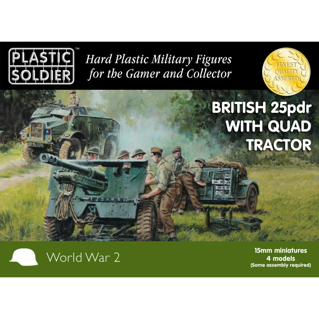 Plastic Soldier Company 15MM BRITISH 25 PDR AND MORRIS QUAD TRACTOR New - TISTA MINIS