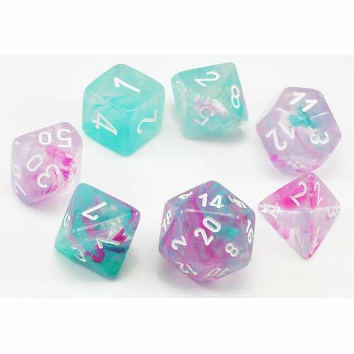 Chessex MINI NEBULA 7-DIE SET WISTERIA/WHITE New - Tistaminis