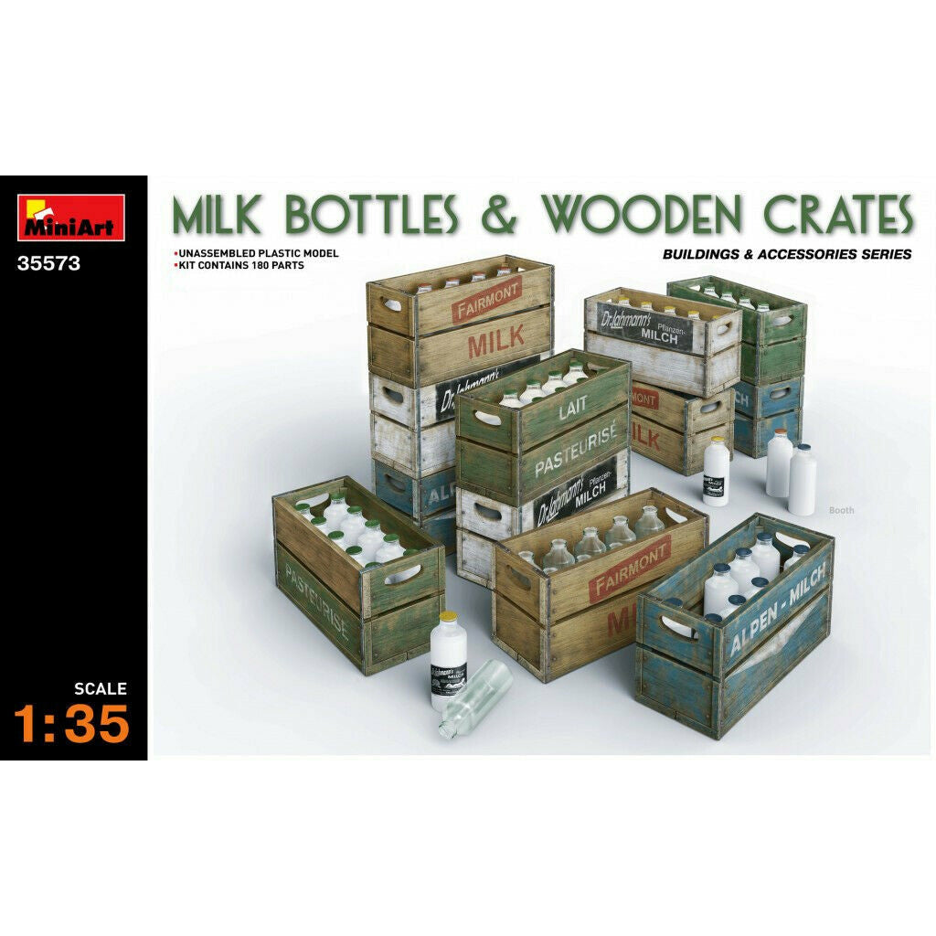 MiniArt Milk Bottles & Wooden Crates (1/35) New - TISTA MINIS