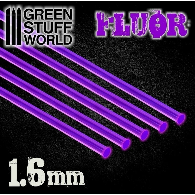 Green Stuff World Fluor PURPLE acrylic rods 1.6mm (Pack x5) New - Tistaminis