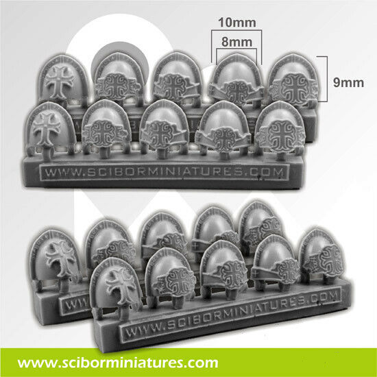 Scibor Miniatures Templar Small Shoulder Pads (10) New - TISTA MINIS