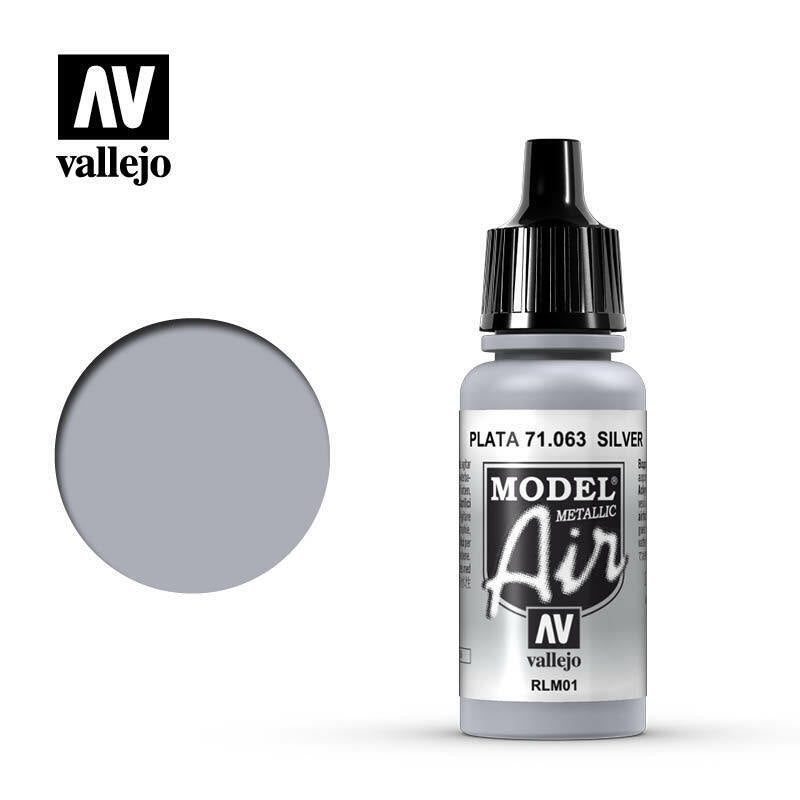 Vallejo Model Air Paint Silver (Metallic) (6/Bx) (71.063) - Tistaminis