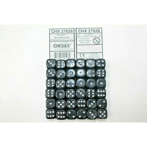 Chessex Dice 12mm D6 (36 Dice) Borealis Smoke / Silver CHX27828 | TISTAMINIS