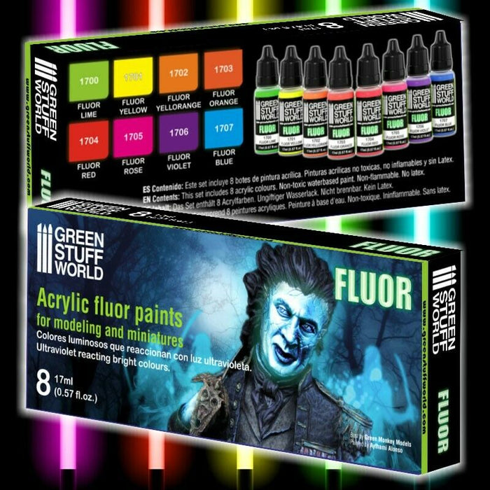 Green Stuff World Paint Set - FLUOR paints New - TISTA MINIS