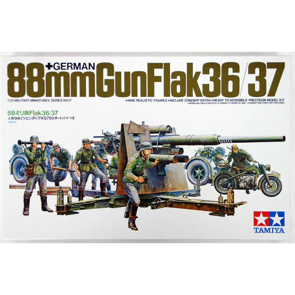 Tamiya GERMAN 88MM FLAK 36/37 GUN (1/35) New - Tistaminis