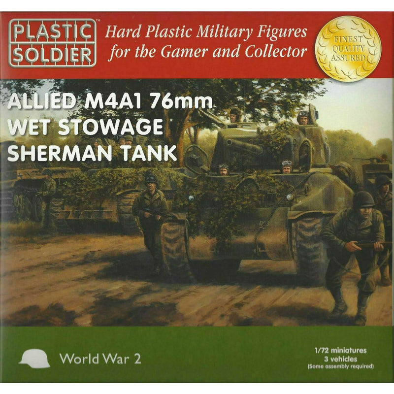 Plastic Soldier Company WW2V20005 1/72ND EASY BUILD SHERMAN M4A1 76MM WET x3 New - TISTA MINIS